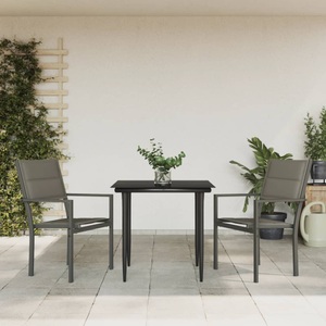 vidaXL, vidaXL 3-tlg. Garten-Essgruppe Schwarz Stahl und Textilene