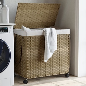 vidaXL, vidaXL Wäschekorb mit Rollen 60x35x60,5 cm Rattan, vidaXL Wäschekorb mit Rollen 60x35x60,5 cm Rattan