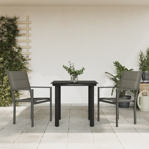 vidaXL 3-tlg. Garten-Essgruppe Schwarz Stahl und Textilene