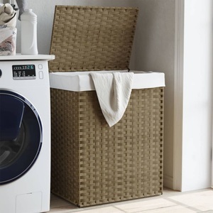 vidaXL, vidaXL Wäschekorb mit Deckel 46x33x60 cm Poly Rattan