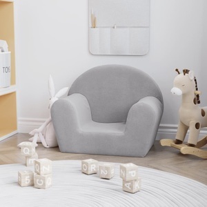vidaXL, vidaXL Kindersofa Hellgrau Weich Plüsch, vidaXL Kindersofa Hellgrau Weich Plüsch