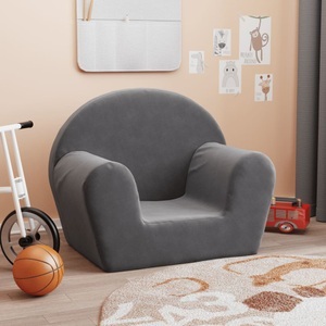vidaXL, vidaXL Kindersofa Anthrazit Weich Plüsch, vidaXL Kindersofa Anthrazit Weich Plüsch