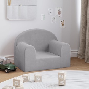 vidaXL, vidaXL Kindersofa Hellgrau Weich Plüsch, 