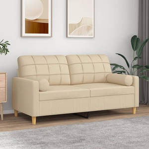 vidaXL, vidaXL 2-Sitzer-Sofa mit Zierkissen Creme 140 cm Stoff