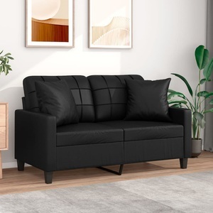 vidaXL, vidaXL 2-Sitzer-Sofa mit Zierkissen Schwarz 120 cm Kunstleder, vidaXL 2-Sitzer-Sofa mit Zierkissen Schwarz 120 cm Kunstleder