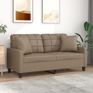 vidaXL, vidaXL 2-Sitzer-Sofa mit Zierkissen Cappuccino-Braun 140 cm Kunstleder, vidaXL 2-Sitzer-Sofa mit Zierkissen Cappuccino-Braun 140 cm Kunstleder