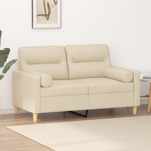 vidaXL, vidaXL 2-Sitzer-Sofa mit Zierkissen Creme 120 cm Stoff