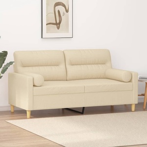 vidaXL, vidaXL 2-Sitzer-Sofa mit Zierkissen Creme 140 cm Stoff