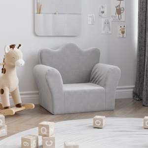 vidaXL, vidaXL Kindersofa Hellgrau Weich Plüsch, 