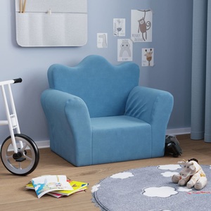 vidaXL, vidaXL Kindersofa Blau Weich Plüsch, 