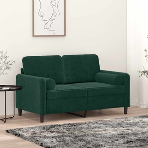 vidaXL, vidaXL 2-Sitzer-Sofa mit Zierkissen Dunkelgrün 120 cm Samt
