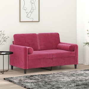vidaXL, vidaXL 2-Sitzer-Sofa mit Zierkissen Weinrot 120 cm Samt