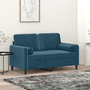 vidaXL, vidaXL 2-Sitzer-Sofa mit Zierkissen Blau 120 cm Samt