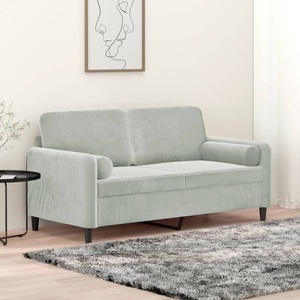 vidaXL, vidaXL 2-Sitzer-Sofa mit Zierkissen Hellgrau 140 cm Samt