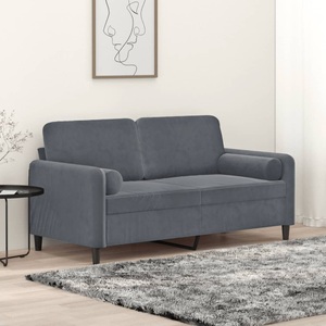 vidaXL, vidaXL 2-Sitzer-Sofa mit Zierkissen Dunkelgrau 140 cm Samt