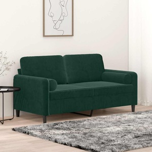 vidaXL, vidaXL 2-Sitzer-Sofa mit Zierkissen Dunkelgrün 140 cm Samt