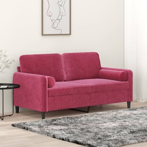 vidaXL, vidaXL 2-Sitzer-Sofa mit Zierkissen Weinrot 140 cm Samt