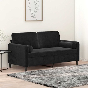 vidaXL, vidaXL 2-Sitzer-Sofa mit Zierkissen Schwarz 140 cm Samt