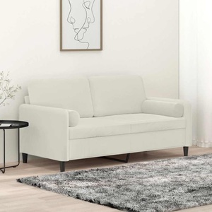 vidaXL, vidaXL 2-Sitzer-Sofa mit Zierkissen Creme 140 cm Samt