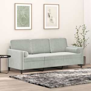 vidaXL, vidaXL 3-Sitzer-Sofa mit Zierkissen Hellgrau 180 cm Samt