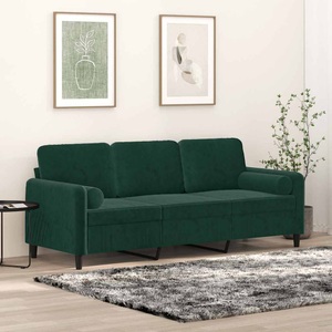 vidaXL, vidaXL 3-Sitzer-Sofa mit Zierkissen Dunkelgrün 180 cm Samt