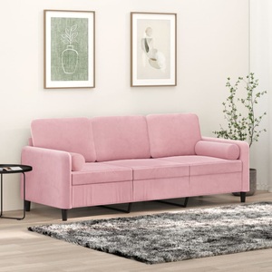 vidaXL, vidaXL 3-Sitzer-Sofa mit Zierkissen Rosa 180 cm Samt