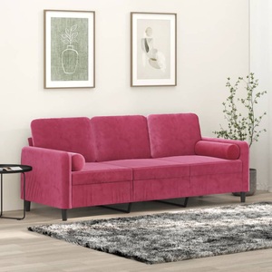 vidaXL, vidaXL 3-Sitzer-Sofa mit Zierkissen Weinrot 180 cm Samt