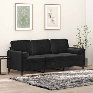 vidaXL, vidaXL 3-Sitzer-Sofa mit Zierkissen Schwarz 180 cm Samt