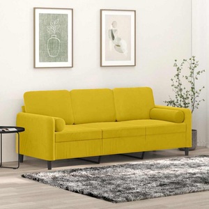 vidaXL, vidaXL 3-Sitzer-Sofa mit Zierkissen Gelb 180 cm Samt