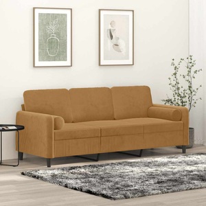 vidaXL, vidaXL 3-Sitzer-Sofa mit Zierkissen Braun 180 cm Samt