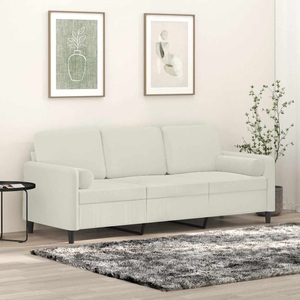 vidaXL, vidaXL 3-Sitzer-Sofa mit Zierkissen Creme 180 cm Samt