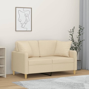 vidaXL, vidaXL 2-Sitzer-Sofa mit Zierkissen Creme 120 cm Stoff