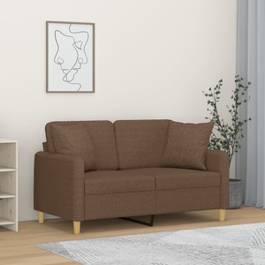 vidaXL, vidaXL 2-Sitzer-Sofa mit Zierkissen Braun 120 cm Stoff