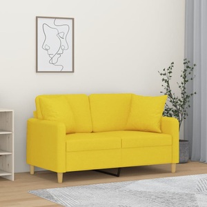 vidaXL, vidaXL 2-Sitzer-Sofa mit Zierkissen Hellgelb 120 cm Stoff