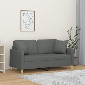 vidaXL, vidaXL 2-Sitzer-Sofa mit Zierkissen Dunkelgrau 140 cm Stoff