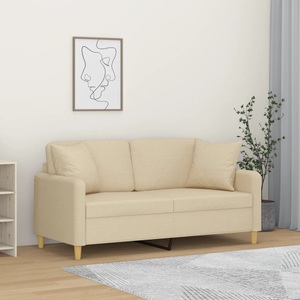 vidaXL, vidaXL 2-Sitzer-Sofa mit Zierkissen Creme 140 cm Stoff