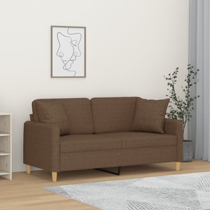 vidaXL, vidaXL 2-Sitzer-Sofa mit Zierkissen Braun 140 cm Stoff