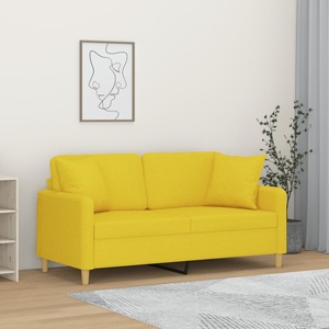 vidaXL, vidaXL 2-Sitzer-Sofa mit Zierkissen Hellgelb 140 cm Stoff
