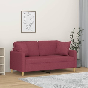 vidaXL, vidaXL 2-Sitzer-Sofa mit Zierkissen Weinrot 140 cm Stoff