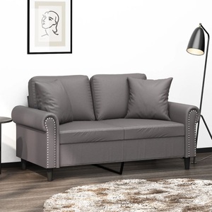 vidaXL, vidaXL 2-Sitzer-Sofa mit Zierkissen Grau 120 cm Kunstleder
