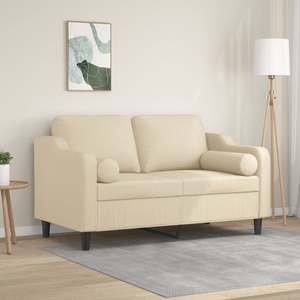 vidaXL, vidaXL 2-Sitzer-Sofa mit Zierkissen Creme 120 cm Stoff