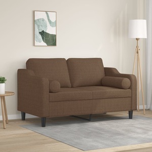vidaXL, vidaXL 2-Sitzer-Sofa mit Zierkissen Braun 120 cm Stoff