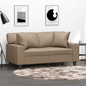 vidaXL, vidaXL 2-Sitzer-Sofa mit Zierkissen Cappuccino-Braun 120 cm Kunstleder, vidaXL 2-Sitzer-Sofa mit Zierkissen Cappuccino-Braun 120 cm Kunstleder