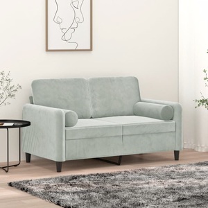 vidaXL, vidaXL 2-Sitzer-Sofa mit Zierkissen Hellgrau 120 cm Samt