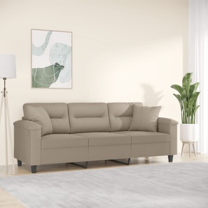 vidaXL, vidaXL 3-Sitzer-Sofa mit Kissen Taupe 180 cm Mikrofasergewebe