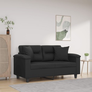 vidaXL, vidaXL 2-Sitzer-Sofa mit Zierkissen Schwarz 120 cm Kunstleder
