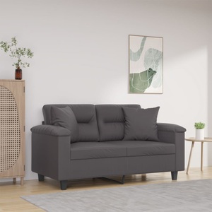 vidaXL, vidaXL 2-Sitzer-Sofa mit Zierkissen Grau 120 cm Kunstleder