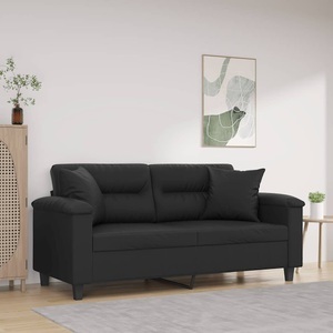 vidaXL, vidaXL 2-Sitzer-Sofa mit Zierkissen Schwarz 140 cm Kunstleder, vidaXL 2-Sitzer-Sofa mit Zierkissen Schwarz 140 cm Kunstleder