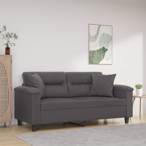 vidaXL, vidaXL 2-Sitzer-Sofa mit Zierkissen Grau 140 cm Kunstleder