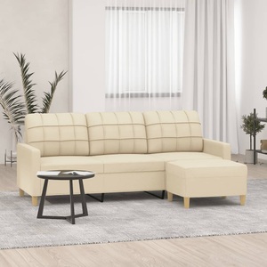 vidaXL, vidaXL 3-Sitzer-Sofa mit Hocker Creme 180 cm Stoff